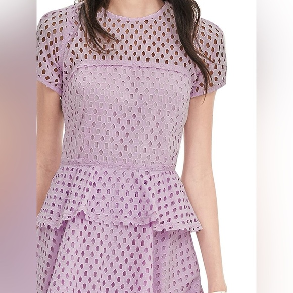 Banana Republic Eyelet Purple Lavender Aline Dress Peplum Modest Career Event 6 - Picture 3 of 9